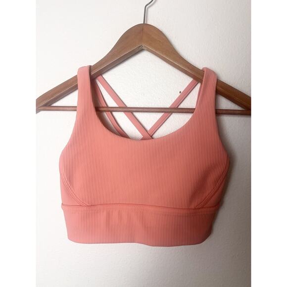 Lululemon Energy Longline Bra Ribbed Luxtreme Size 6 Sunny Coral - Picture 3 of 7